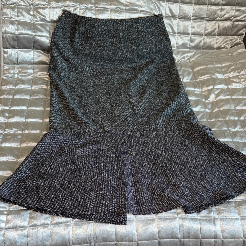 Willi Smith Tweed  Charcoal A-Line Maxi Skirt
Fabric made in Italy
Vtg